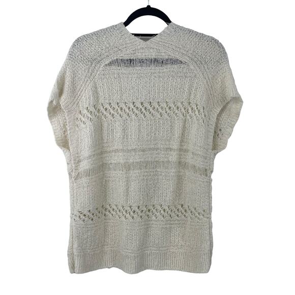 Sita Murt Cream Open Eyelash Knit Short Sleeve V Neck Sweater Womens 40 / US 8 - Picture 7 of 8